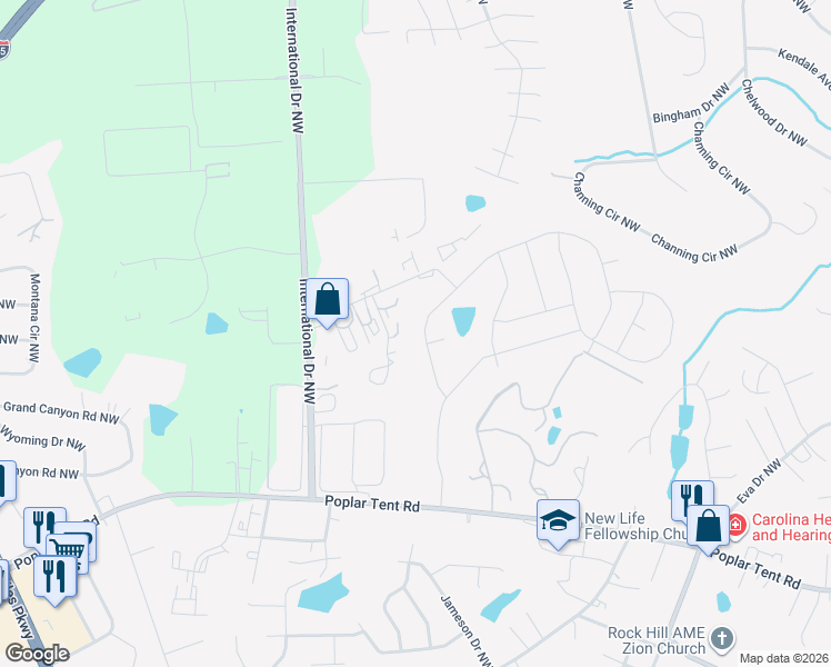map of restaurants, bars, coffee shops, grocery stores, and more near 4403 Republic Court Northwest in Concord