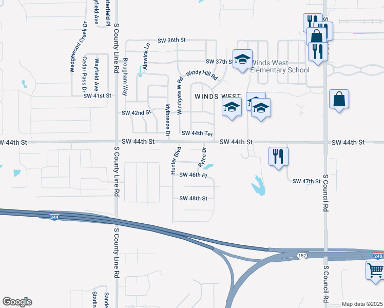 map of restaurants, bars, coffee shops, grocery stores, and more near 8516 Southwest 44th Court in Oklahoma City