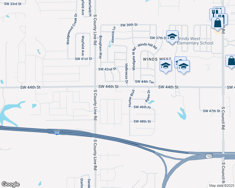 map of restaurants, bars, coffee shops, grocery stores, and more near 8805 Southwest 46th Street in Oklahoma City