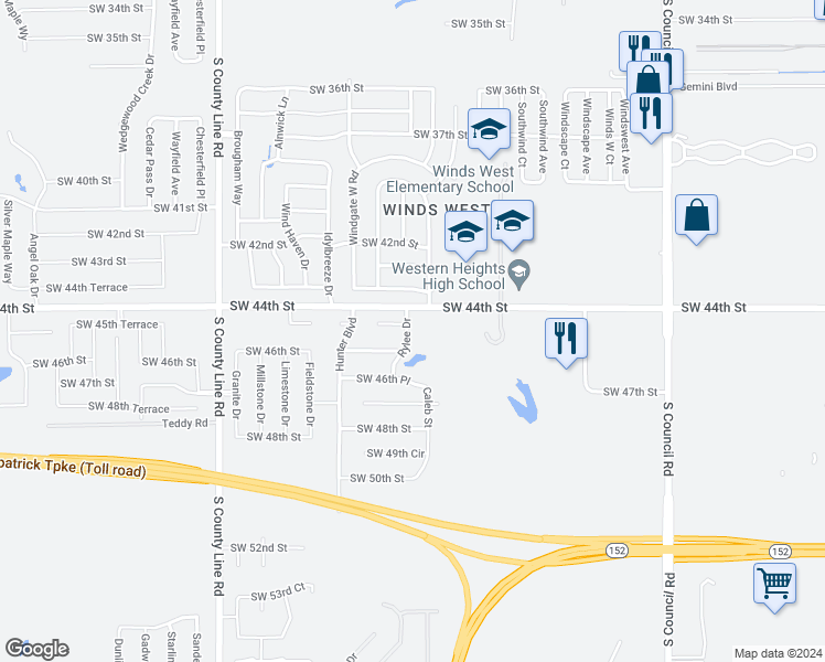 map of restaurants, bars, coffee shops, grocery stores, and more near 4512 Rylee Drive in Oklahoma City