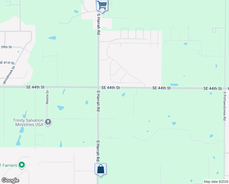 map of restaurants, bars, coffee shops, grocery stores, and more near 21160 Southeast 44th Street in Oklahoma County