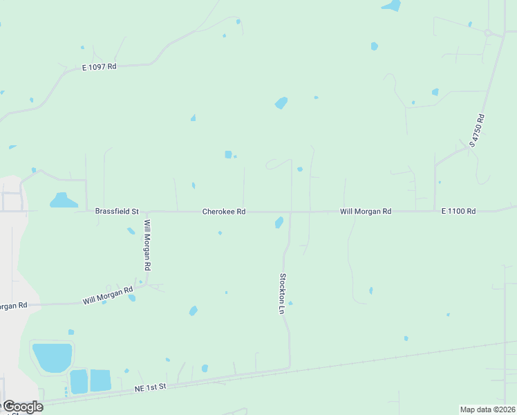 map of restaurants, bars, coffee shops, grocery stores, and more near East 1100 Road in Muldrow