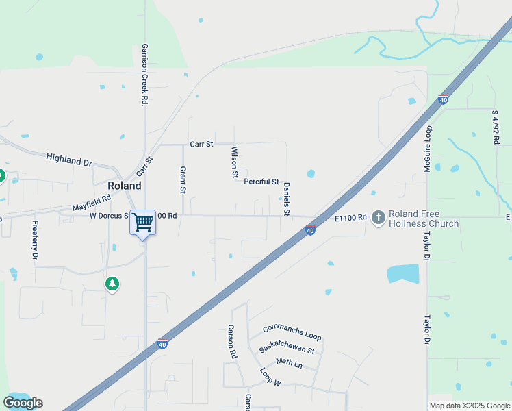 map of restaurants, bars, coffee shops, grocery stores, and more near 314 East Dorcus Street in Roland
