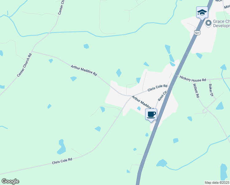 map of restaurants, bars, coffee shops, grocery stores, and more near 443 Arthur Maddox Road in Sanford