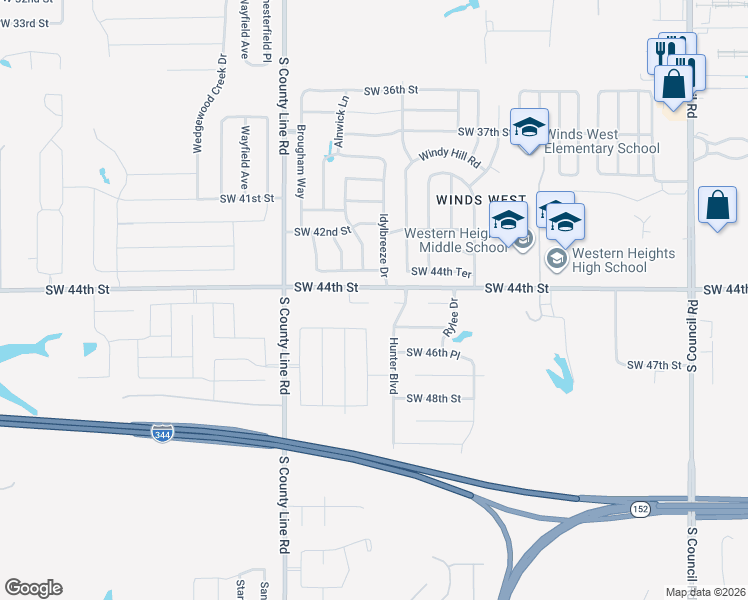 map of restaurants, bars, coffee shops, grocery stores, and more near 8805 Southwest 45th Street in Oklahoma City