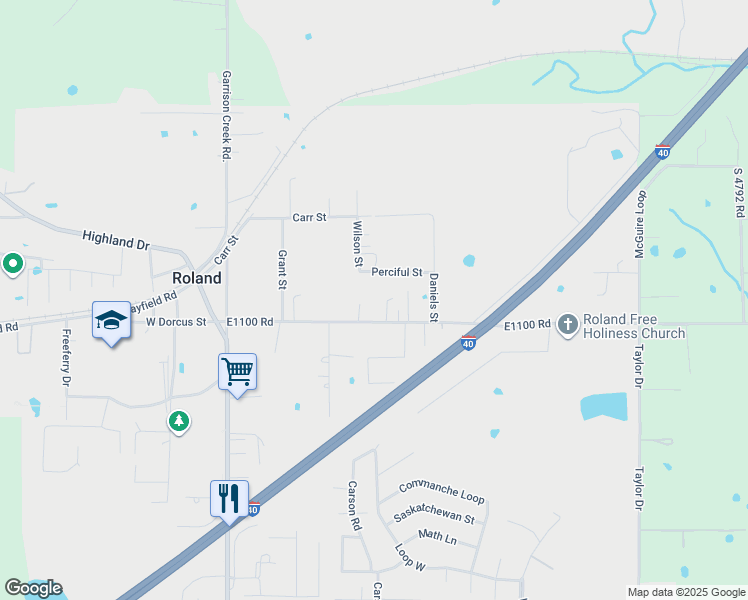 map of restaurants, bars, coffee shops, grocery stores, and more near 101 Haskins Lane in Roland