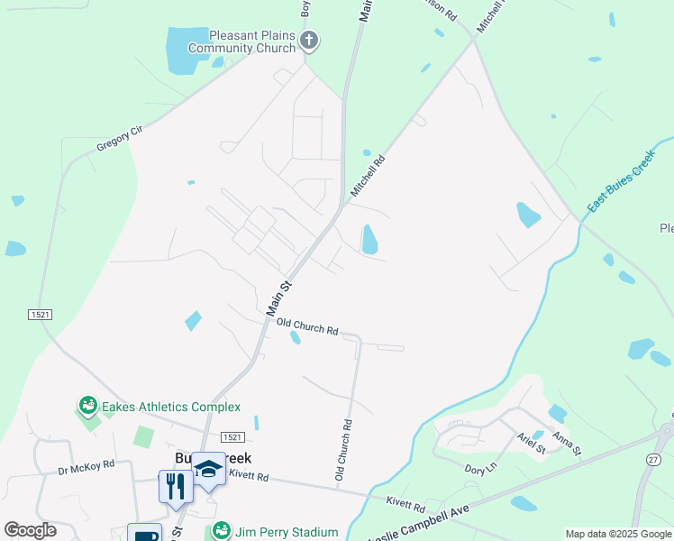 map of restaurants, bars, coffee shops, grocery stores, and more near 74 Fantasy Lane in Lillington