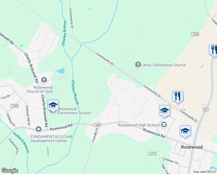 map of restaurants, bars, coffee shops, grocery stores, and more near Hawk Place in Wayne County