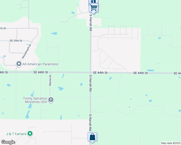 map of restaurants, bars, coffee shops, grocery stores, and more near 21001 Southeast 44th Street in Oklahoma County