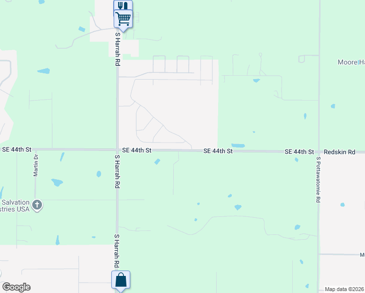 map of restaurants, bars, coffee shops, grocery stores, and more near 21001-21461 Southeast 44th Street in Harrah