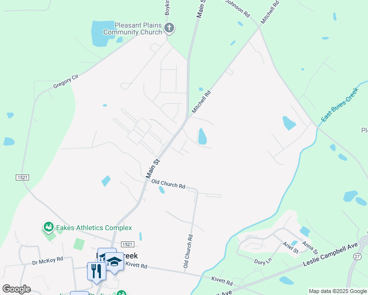 map of restaurants, bars, coffee shops, grocery stores, and more near 74 Fantasy Lane in Lillington