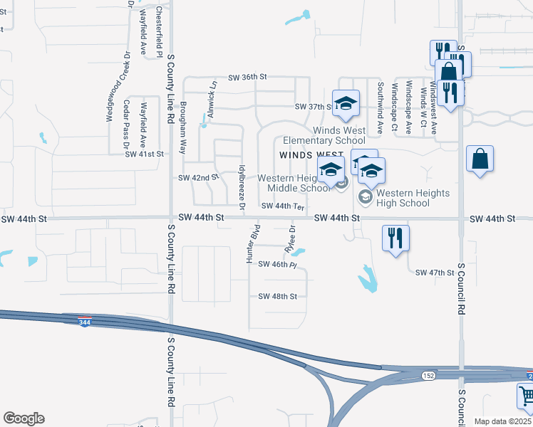 map of restaurants, bars, coffee shops, grocery stores, and more near in Oklahoma City