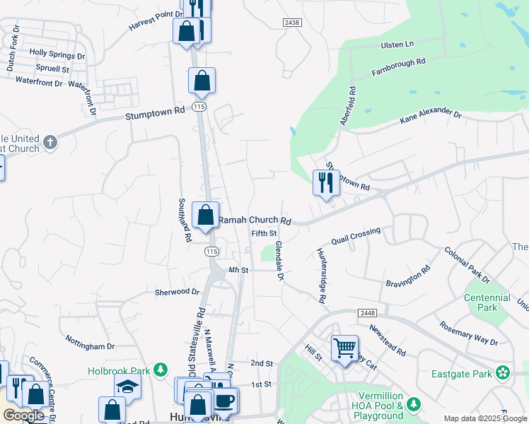 map of restaurants, bars, coffee shops, grocery stores, and more near 320 Seagle Street in Huntersville