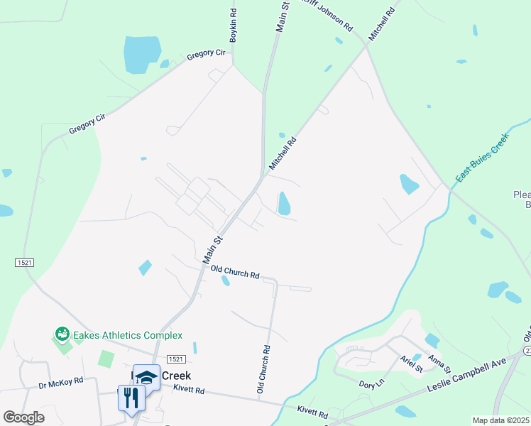 map of restaurants, bars, coffee shops, grocery stores, and more near 74 Fantasy Lane in Lillington