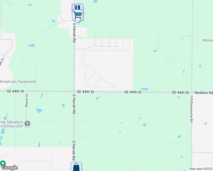 map of restaurants, bars, coffee shops, grocery stores, and more near 21001-21461 Southeast 44th Street in Harrah