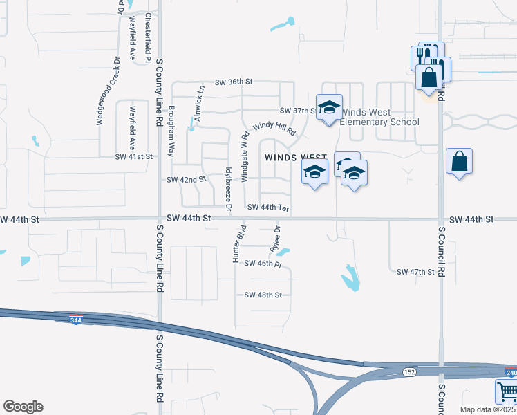 map of restaurants, bars, coffee shops, grocery stores, and more near 8544 SW 44th Terrace in Oklahoma City