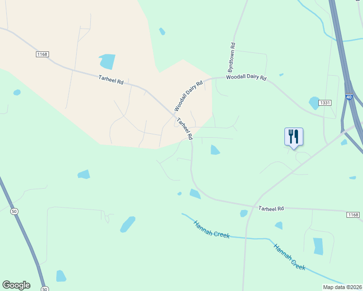 map of restaurants, bars, coffee shops, grocery stores, and more near 65 Tarheel Road in Benson