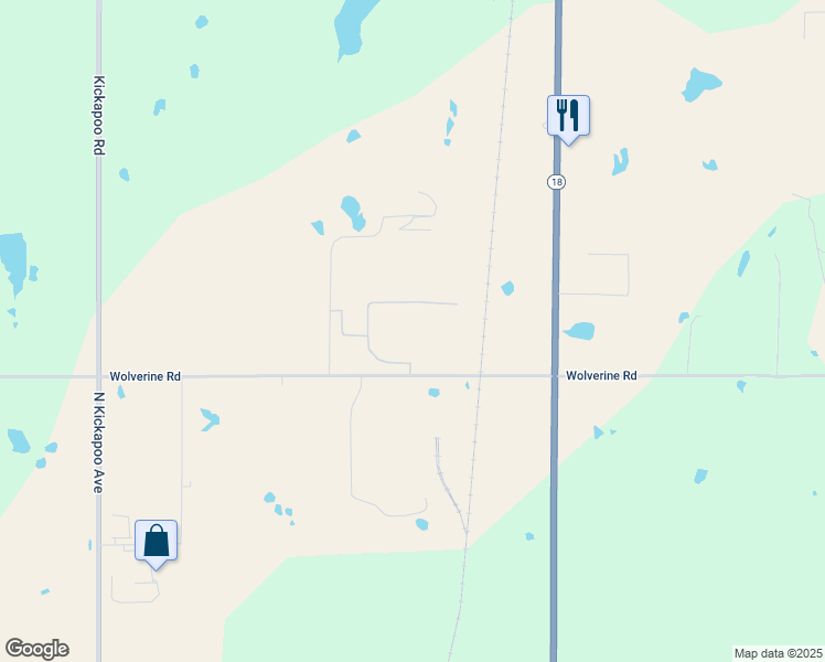 map of restaurants, bars, coffee shops, grocery stores, and more near 41600 Wolverine Road in Shawnee