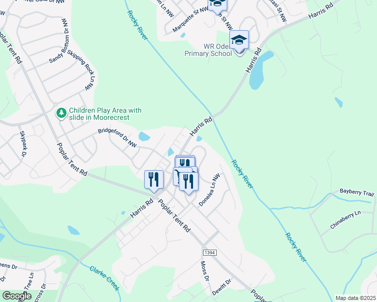 map of restaurants, bars, coffee shops, grocery stores, and more near 9996 Violet Cannon Drive Northwest in Concord