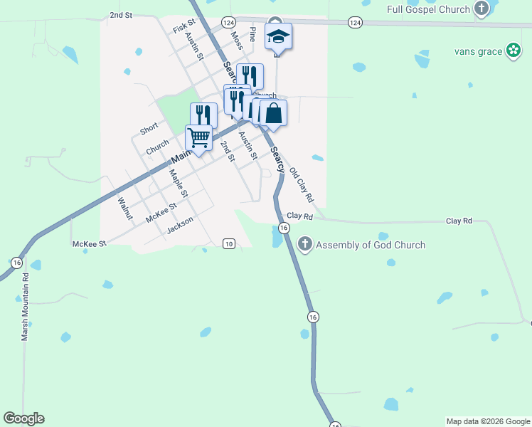 map of restaurants, bars, coffee shops, grocery stores, and more near in White County