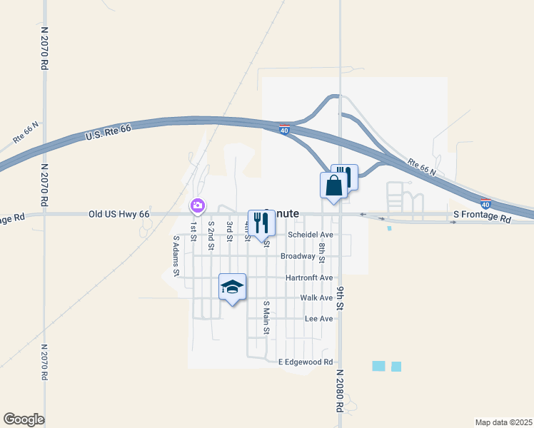 map of restaurants, bars, coffee shops, grocery stores, and more near in Canute