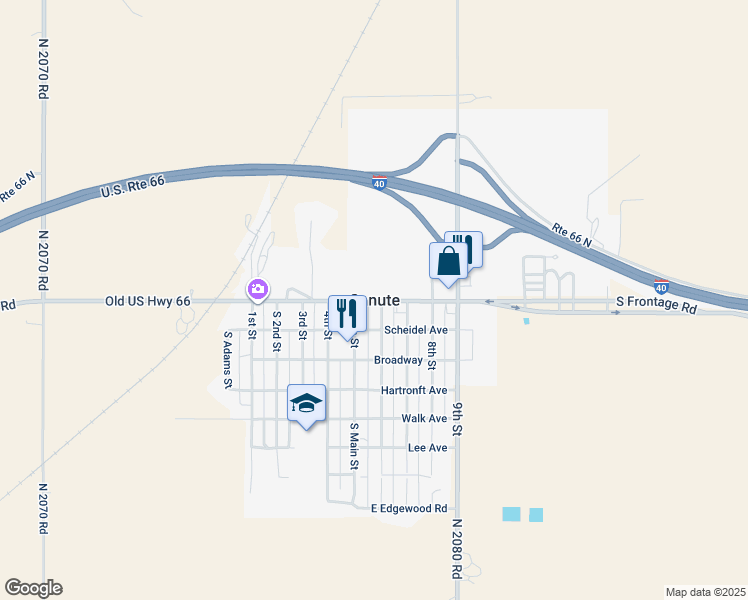 map of restaurants, bars, coffee shops, grocery stores, and more near in Canute