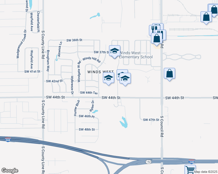map of restaurants, bars, coffee shops, grocery stores, and more near 8425 Southwest 44th Street in Oklahoma City