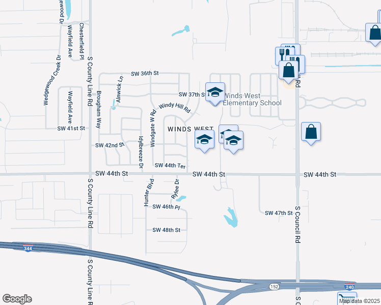 map of restaurants, bars, coffee shops, grocery stores, and more near 8500 Southwest 42nd Street in Oklahoma City