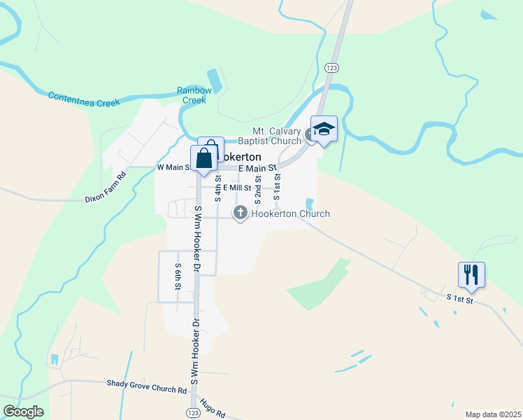 map of restaurants, bars, coffee shops, grocery stores, and more near 403 East Church Street in Grifton