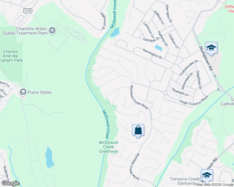 map of restaurants, bars, coffee shops, grocery stores, and more near 15732 Berryfield Street in Huntersville