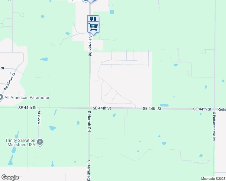 map of restaurants, bars, coffee shops, grocery stores, and more near 21001-21461 Southeast 44th Street in Harrah