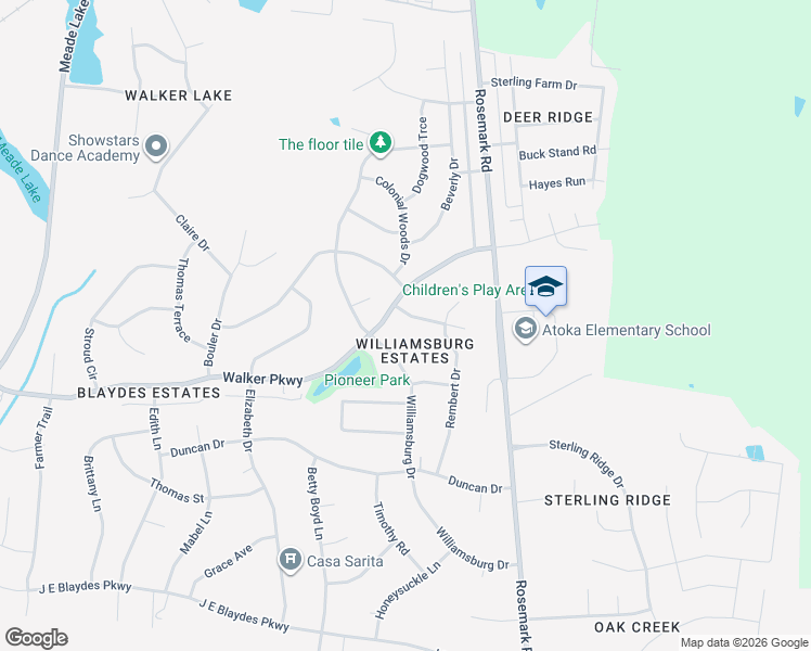 map of restaurants, bars, coffee shops, grocery stores, and more near 65 Clementine Road in Atoka