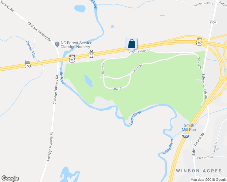 map of restaurants, bars, coffee shops, grocery stores, and more near 129 Duval Drive in Goldsboro