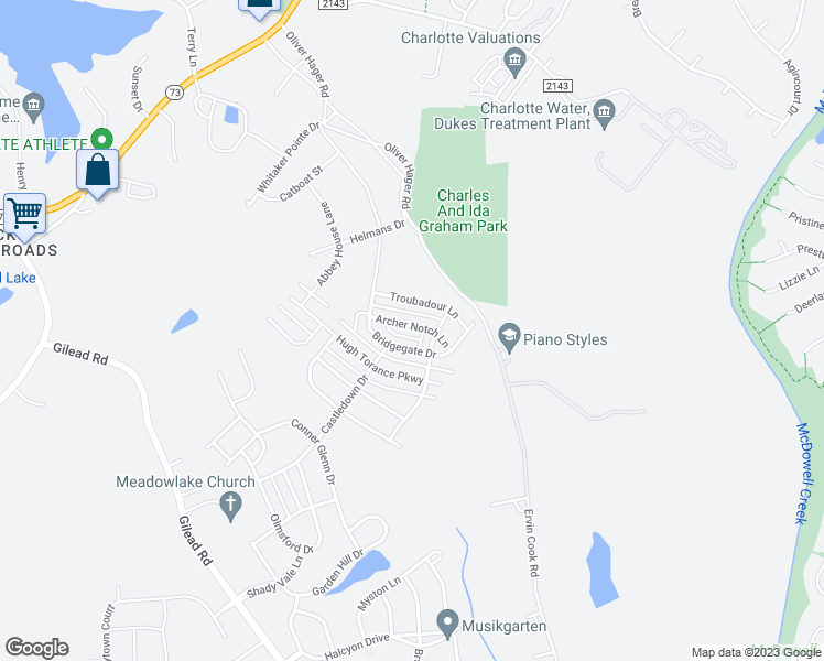 map of restaurants, bars, coffee shops, grocery stores, and more near 3916 Archer Notch Lane in Huntersville