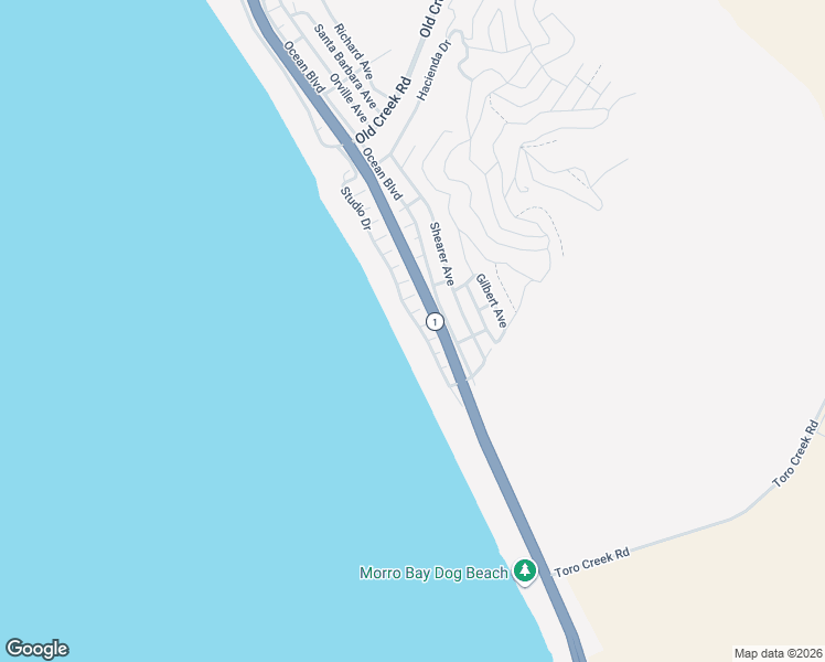 map of restaurants, bars, coffee shops, grocery stores, and more near 3448 Studio Drive in Cayucos
