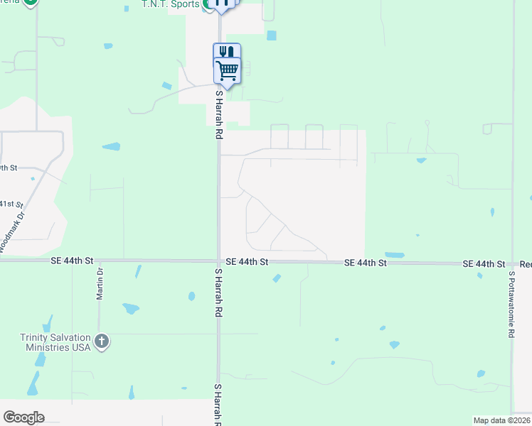 map of restaurants, bars, coffee shops, grocery stores, and more near 21001-21461 Southeast 44th Street in Harrah