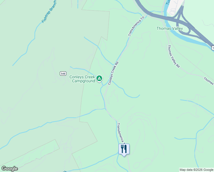 map of restaurants, bars, coffee shops, grocery stores, and more near 21 Conleys Creek Road in Whittier