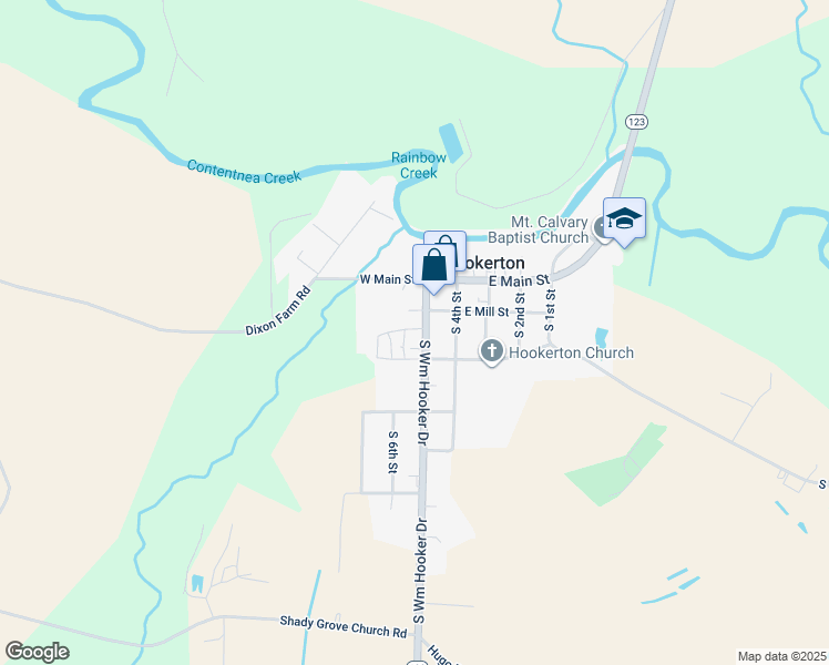 map of restaurants, bars, coffee shops, grocery stores, and more near Vanessa C Hooker Road in Greene County