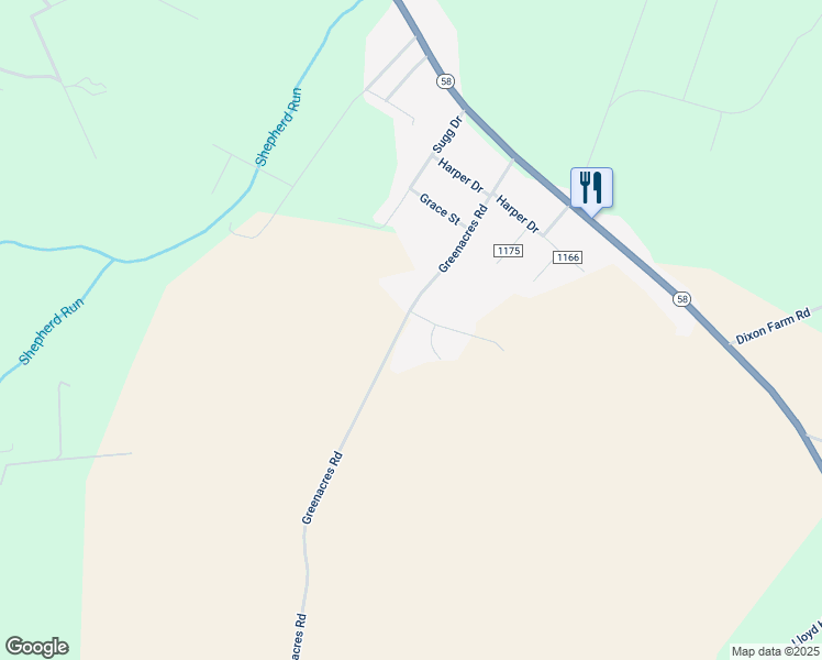 map of restaurants, bars, coffee shops, grocery stores, and more near 463 Greenacres Road in Snow Hill