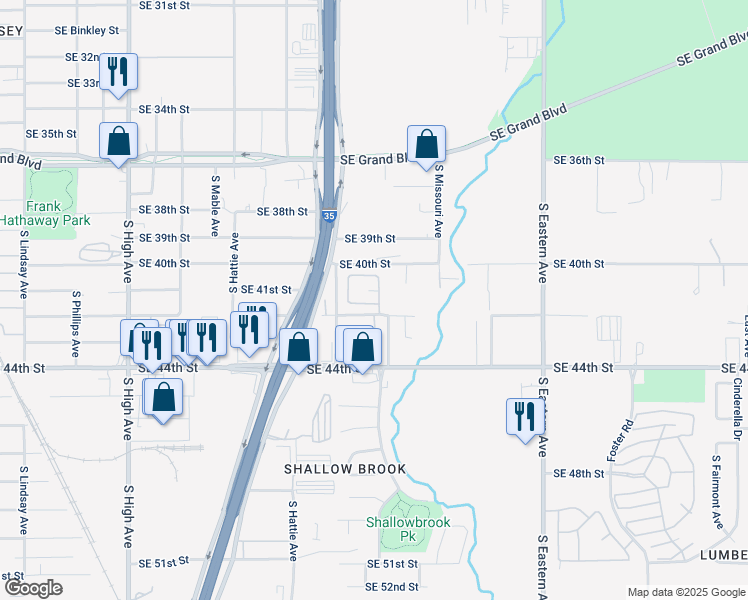 map of restaurants, bars, coffee shops, grocery stores, and more near 4312 South Georgia Avenue in Oklahoma City