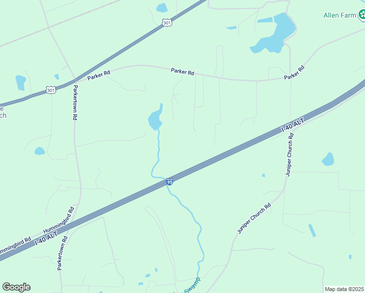 map of restaurants, bars, coffee shops, grocery stores, and more near 1335 Parker Road in Four Oaks