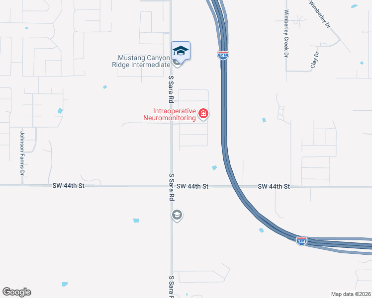 map of restaurants, bars, coffee shops, grocery stores, and more near 3600 South Sara Road in Mustang
