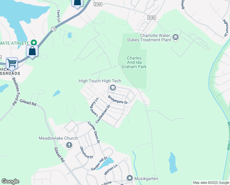 map of restaurants, bars, coffee shops, grocery stores, and more near 3823 Archer Notch Lane in Huntersville