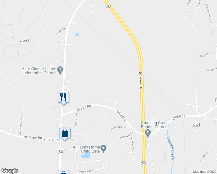 map of restaurants, bars, coffee shops, grocery stores, and more near 7083 Sifford Road in Stanley