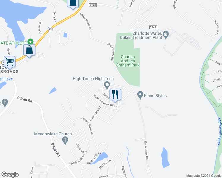 map of restaurants, bars, coffee shops, grocery stores, and more near 3827 Archer Notch Lane in Huntersville