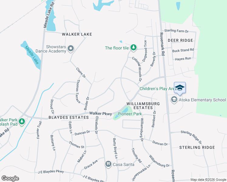 map of restaurants, bars, coffee shops, grocery stores, and more near 417 Trebing Parkway in Atoka
