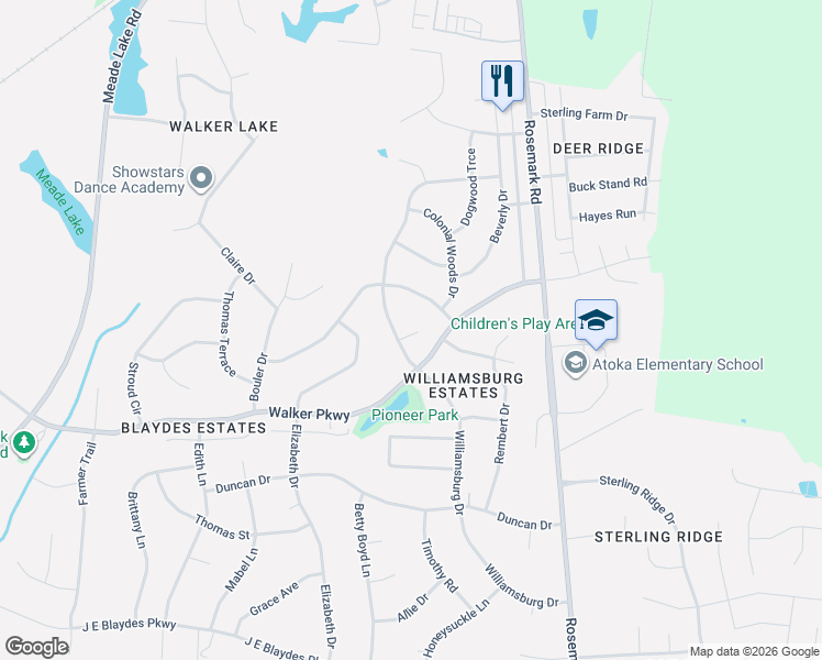 map of restaurants, bars, coffee shops, grocery stores, and more near 757 Trebing Parkway in Atoka