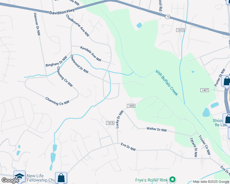 map of restaurants, bars, coffee shops, grocery stores, and more near 624 Chadbourne Avenue Northwest in Concord