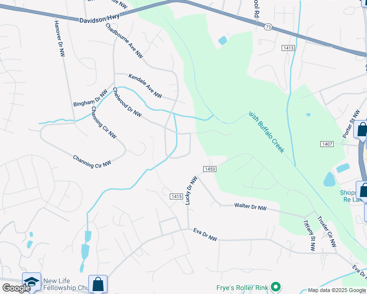 map of restaurants, bars, coffee shops, grocery stores, and more near 624 Chadbourne Avenue Northwest in Concord