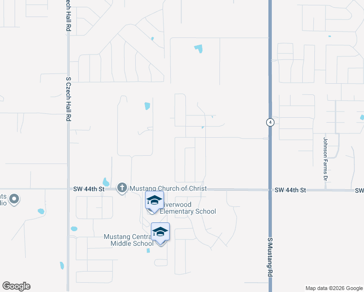 map of restaurants, bars, coffee shops, grocery stores, and more near 11637 Southwest 41st Street in Mustang